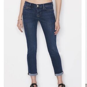 FRAME Le Garçon Dublin Boyfriend Jeans – Dark Blue Wash Stretch Denim Size 26